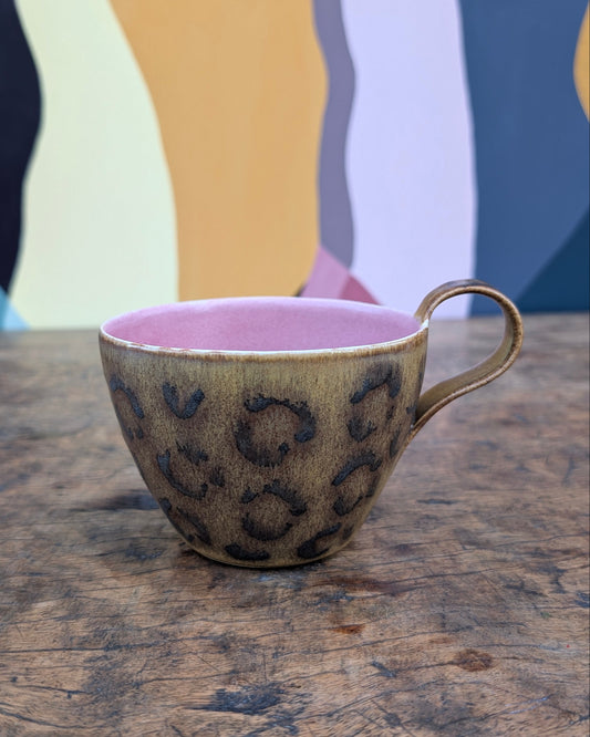 Kop, Leopard Lyserød Stor med hank