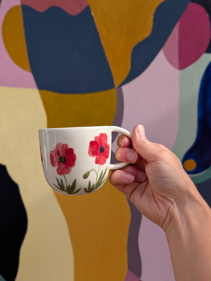 Kop, Valmuer porcelæn, mellem med hank
