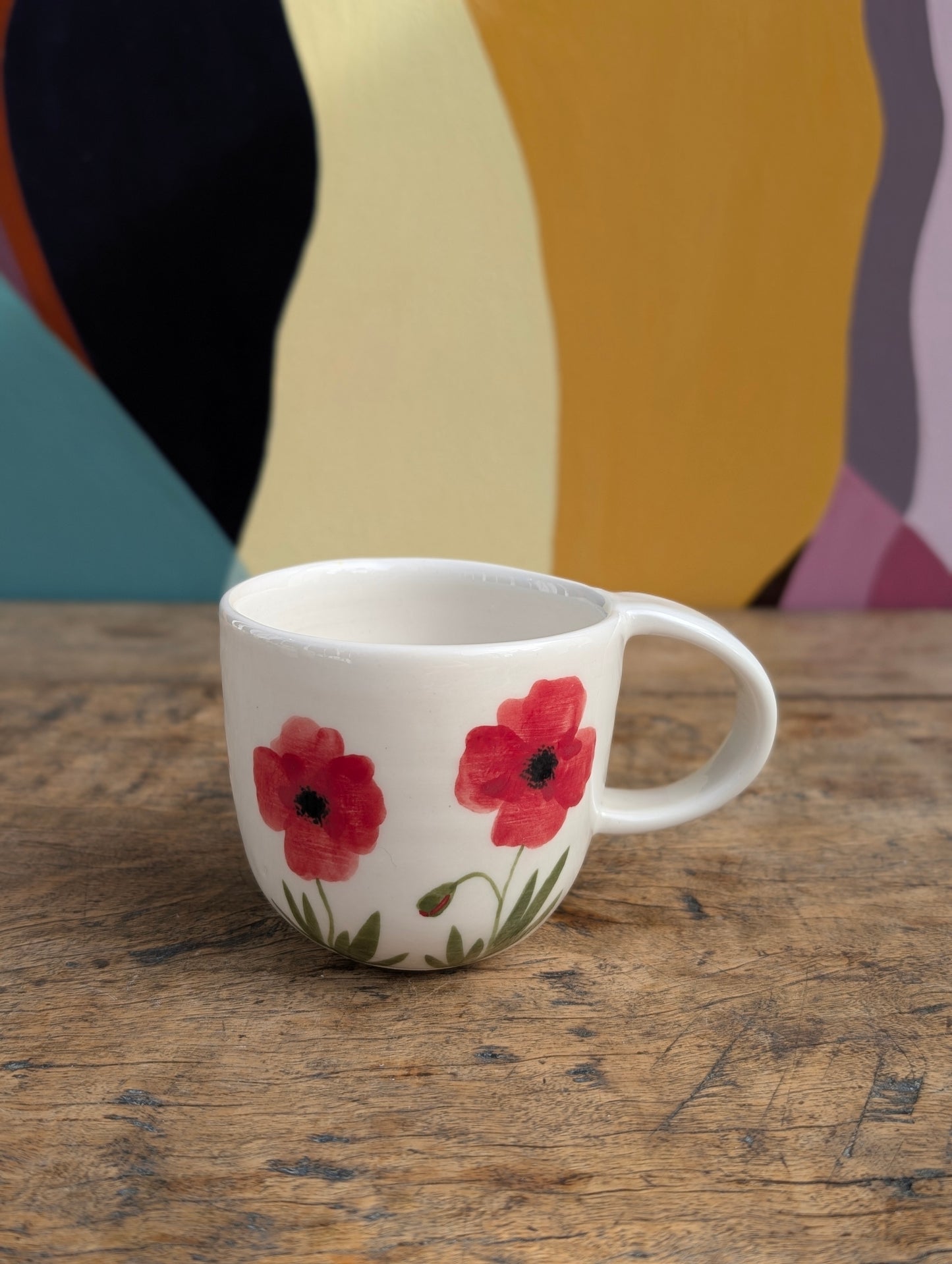 Kop, Valmuer porcelæn, mellem med hank
