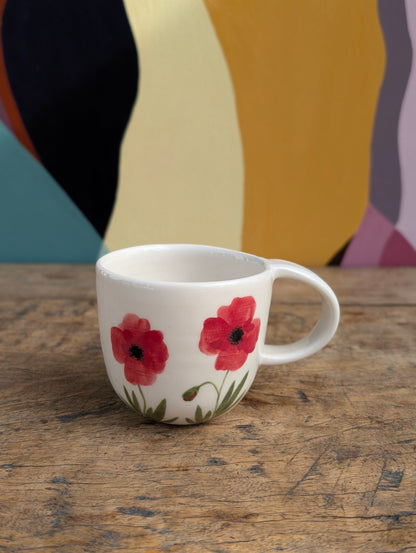 Kop, Valmuer porcelæn, mellem med hank